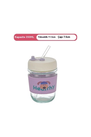 Jian Fan İnterneti Karikatür Cam Hasır Fincan Cam Kupa Kupa Pembe Pembe