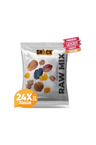 Snack Çiğ Karışık Kuruyemiş 24x30 Gr Premium Doğal Fıstık İncir Üzüm Fındık Kayısı Badem Atıştırmalık 720 Gr 720 G
