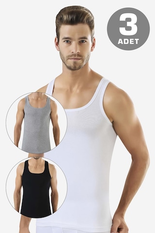 Erkek Renkli Ribana Atlet 3'lü Paket %100 Pamuklu Çok Renkli