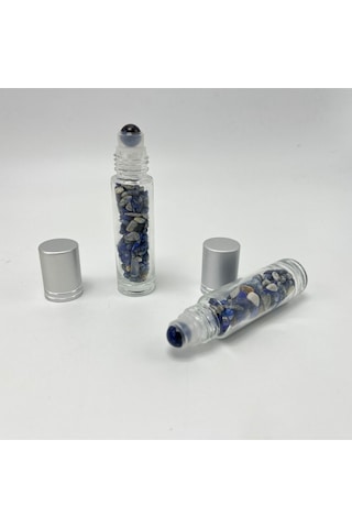 Yıldız Doğal Taş Sertifikalı Sodalit Doğal Taş Esans Şişesi + Roller Masaj Aleti 10 ML