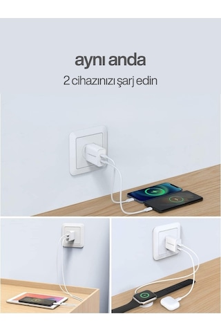 Dünya'da İlk Tek Adaptör Çift Giriş 27w Lightning To Type-c Pd Girişli Hızlı Şarj Cihazı