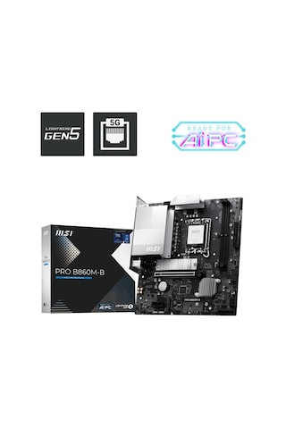 Msı Pro B860m-b Intel B860 Soket 1851 Ddr5 9066+ Oc Mhz Matx Aaaa18msı0009