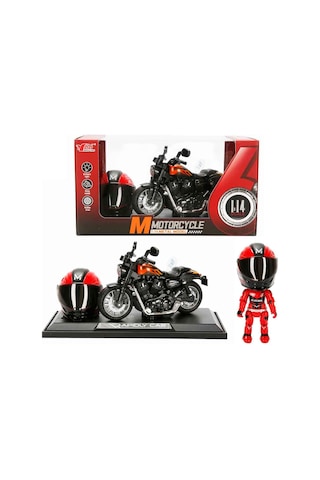 1:14 Sesli Ve Işıklı Harley Die-cast Çek Bırak Metal Motosiklet Kask Ve Stantlı Çok Renkli