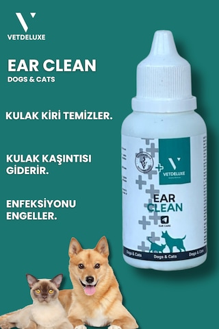 Vetdeluxe Ear Clean Losyon Kediler ve Köpekler İçin Kulak Temizleme Bakım 50 ML