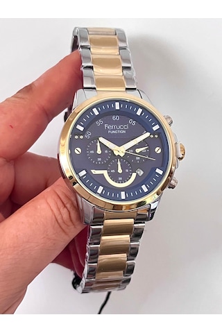 Ferrucci Fc93975 Silver-gold Renk Fonksiyonlu Takvimli Çelik Kordon Ve Kasa Erkek Kol Saati