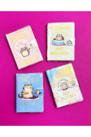 4 Adet Özel Tasarım Türkçe Motto Cırt Kapak Defter Set Çok Renkli