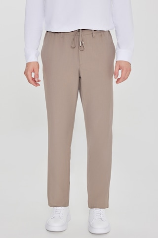 Erkek Vızon Slim Fit Dar Kesim Beli Bağlamalı Yan Cepli Pantolon Vizon