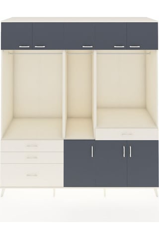 Kronos Dolap 8 Raflı 4 Çekmeceli 3 Askılı 220x59x243 Aytaşı-antrasit/aytaşı Antrasıt/aytası