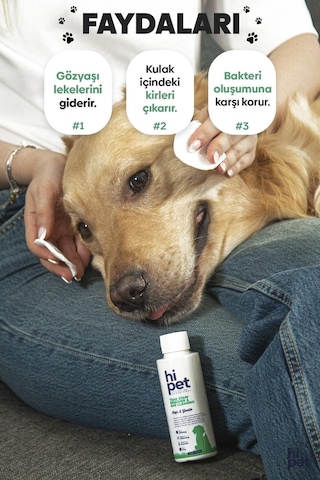 HiPet Köpek Göz Çevresi Gözyaşı Lekesi Temizleme Kulak Temizleme Solüsyonu 120 ML