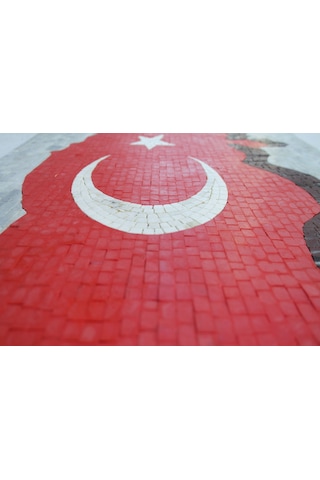 Mozaık Türk Bayrağı Mermer Tablosu