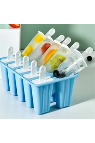 Gatherco Popsicle Kalıpları 10 Parça Popsicle Kalıpları Silikonsuz Buz Kolay Çıkarılan Popsicle Kalıbı 10 Çubuk Buz Kolay 10 Mavi