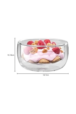 Sorrento Çift Camlı 2&apos Li Kase Seti, Şeffaf, 280 Ml Açık Bej