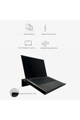 Laptop Standı Notebook Altlığı Mat Siyah