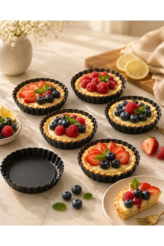 Fisko Tart Kalıbı Seti 6'lı - 11 Cm Siyah