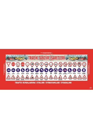Trafik Kuralları Gizil Öğrenme Lastikli Sıra Örtüsü
