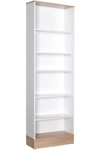 Adoremobilya Base Genç Odası 6 Raflı Kitaplık -İtalyan Meşe-Beyaz