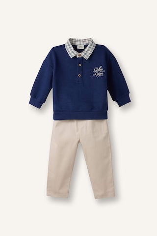 Defacto Erkek Bebek Selanik Kumaş 2li Takım Polo Yaka Sweatshirt Pantolon G6480a526spnv95 Lacivert-nv95