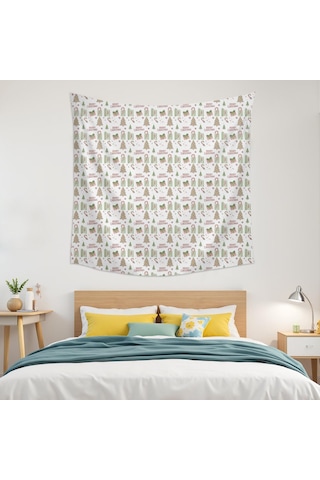 Noel Desenli 59x59 İnç Kare Duvar Halısı, Oturma Odası, Yatak Odası Ve Genç Odası İçin-a155