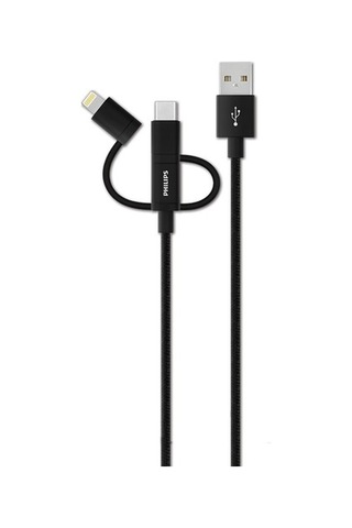 Philips Uyumlu Dlc2608Bk Lightning & Usb C - Örme Şarj & Data Kablosu