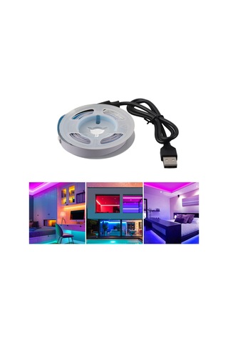 Ximistore9 Rgb Led Işık Şeridi 5v Usb, 3 Tuşlu Kontrolcü İle Renkli Modlar, 5050 Led, 2 Metre 12 Led/metre Diğer