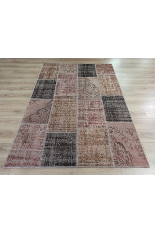 Çam Halı Pw928 Kahve El Dokuma Patchwork Yün Halı - 160x230