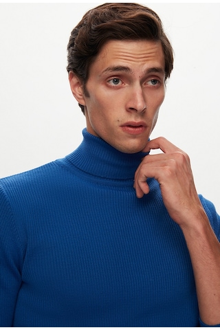 Twn Slim Fit Saks Mavi Rib Örgü Kazak 5ec0606317641 750