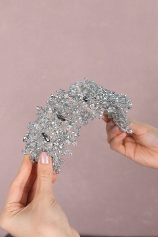 FdayAksesuar Kadın En Güzel Gelinlere Özel Barbara Kristal Boncuklu Gelin Saç Aksesuarı FRDY31660