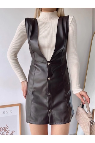 Deri Jile Elbise Kahve W24796 Kahve