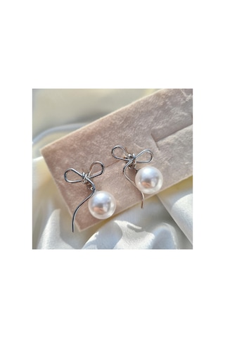 Pearl Ribbon Elegance Küpe Gümüş