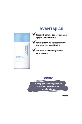 Apothe Uv Cera6x Lacto Aqua Sun Ess. Spf50+/pa+++ 50 Ml Nemlendirici Güneş Kremi Özü