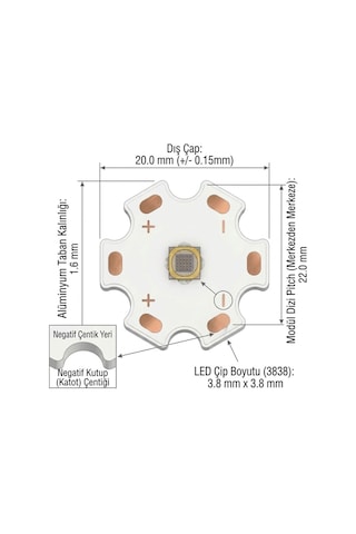 Uv Led Modül 3w 365-370nm Br-xt380v-z4e 365-370nm 700ma Uv