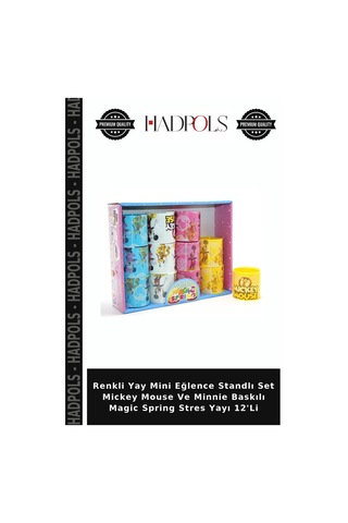 Renkli Yay Mini Eğlence Standlı Set Mickey Mouse Ve Minnie Baskılı Magic Spring Yayı 12'li