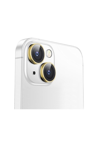 Buff Apple Uyumlu iPhone 15 / 15 Plus Kamera Metal Lens Koruyucu Gold