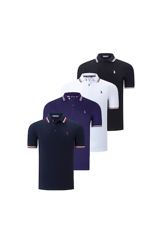 Dörtlü Set T8594 Dewberry Erkek T-shırt-siyah-beyaz-lacivert-mor Siyah-beyaz-lacivert-mor