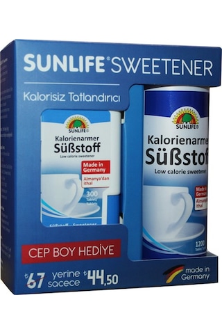 Sunlife Kalorienarmer Sübstoff Sweetener 1200 Tablet Cep Boy Hediye