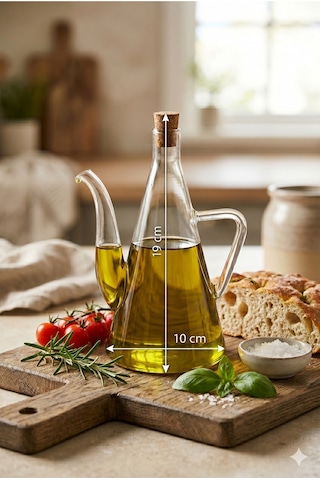 500 Ml Borosilikat Cam Yağlık Sirkelik Mantar Tıpalı Isıya Dayanıklı Damlatmaz Akıllı Cam Yağ Şişesi Şeffaf