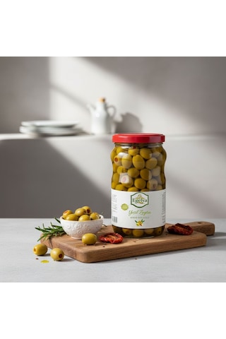 Egelya Akhisar Domat Biberli Yeşil Zeytin 1 Kg Aromatik, Dengeli Lezzet