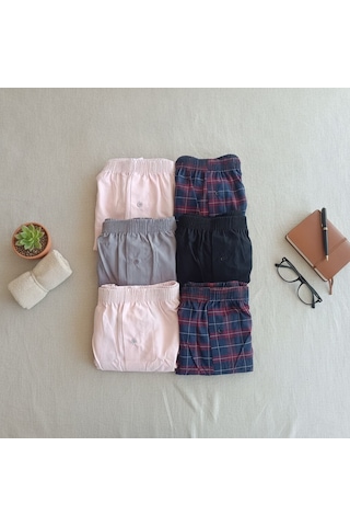Bonbon Erkek 6'lı Paket Karışık Renk Dokuma Kumaş Boxer 0072-0018 0071-no:7 Bb2650 Çok Renkli