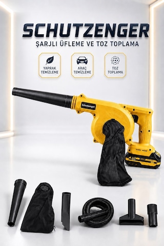3 Başlıklı Kompresör Şarjlı Hava Üfleme Toz Toplama Sarı Araç Mangal Üfleme Yaprak İçin W-5670d