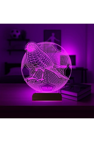 Luvivia Sarı Kanarya Futbol Topu Taraftar Kişiye Özel 3d Lamba - Masa Gece Lambası Şeffaf