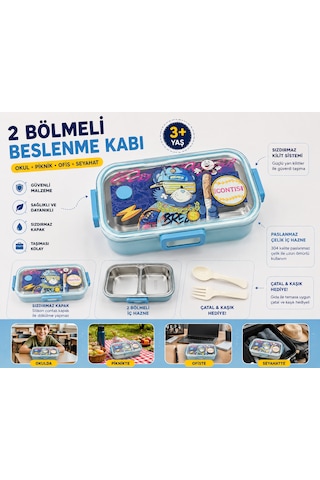 Muzeko Mavi 885 Okul Beslenme Kabı Paslanmaz Çelik Sızdırmaz Kaşıklı Yemek Kabı Taşınabilir Diyet Beslenme Kabı Mavi 885 1000ml Açık Mavi
