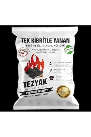 Tezyak Tek Kibritle Yanan Yeni Nesil Mangal Kömürü Tezyak Duman Is Kokuya Son Çevre Dostu 2 Kg