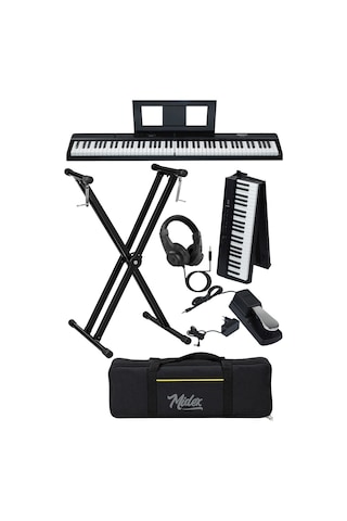 Midex PLX-100BK-ST Taşınabilir Dijital Piyano Tuş Hassasiyetli 88 Tuş Bluetooth Şarjlı (STAND Sustain Kulaklık Çanta Metod)