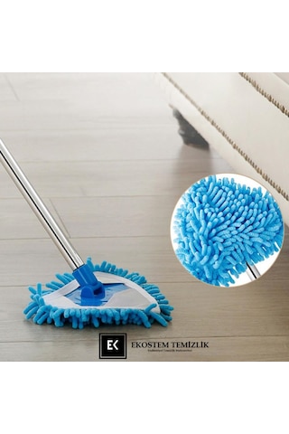 Ekostem Mini Boy Teleskopik Mikrofiber Makarna Uçlu Mavi Mop