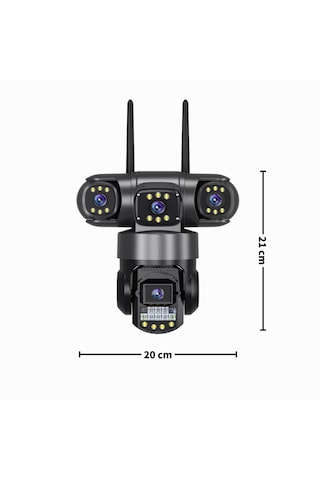 6mp Üç Lens 4g Güvenlik Kamerası 3 Ekranlı Canlı İzleme, Gece Full Color, İnsan Takibi, Sesli Konuşma