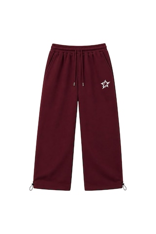 Zaee Tribal Star Nakışlı Ayarlanabilir Paça Premium Baggy Eşofman Altı Bordo