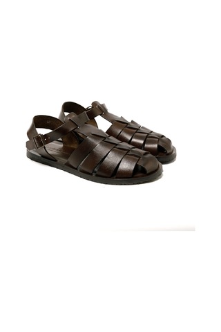 The Sandals Factory Sandalet Erkek M7533 The Sandals Factory Leather Upper Dark Brown Dark Brown