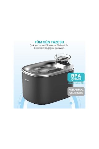 Wf007l Otomatik Kedi Su Sebili, 3.5lt Geniş Hazne, Bpa Içermez, Metal Tabla, Ultra Sessiz