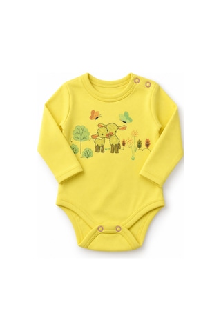 Babyhola 3'lü Bebek Badi Seti %100 Pamuk Uzun Kollu Çıtçıtlı Ekru