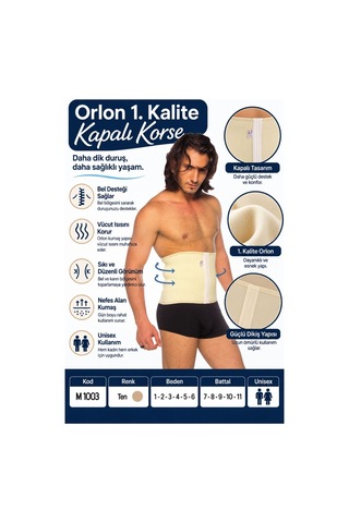 Orlon 1. Kalite Kapalı Korse Unisex Bel Ve Karın Korsesi M 1003 - Rylks Standart